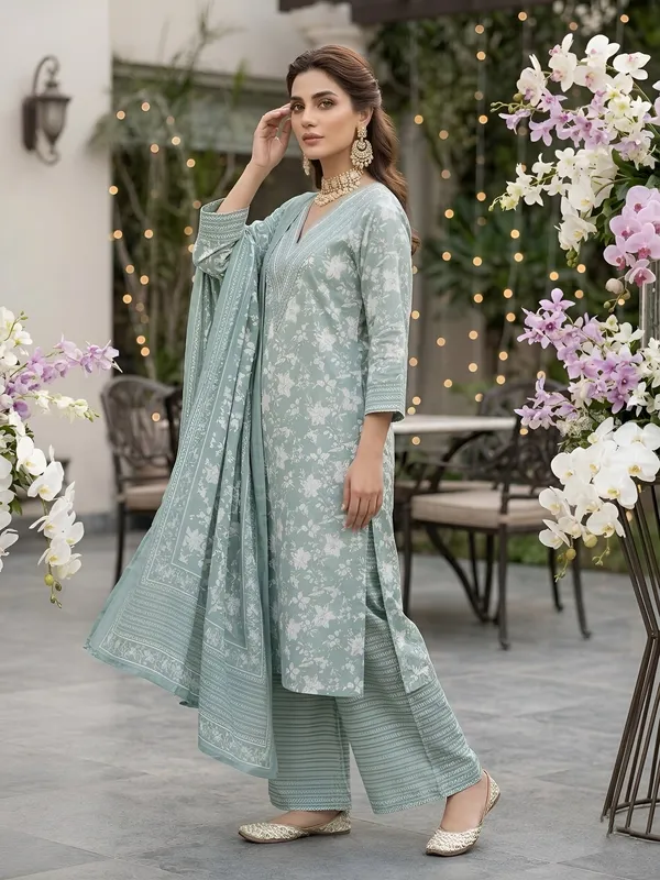 Sage_Green_Floral_Printed_Straight_Kurta_Set_For_Women