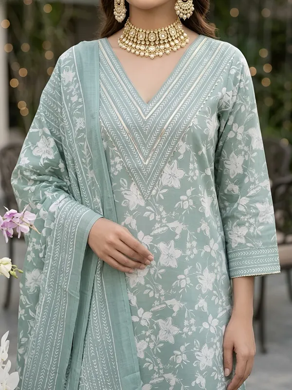 Sage_Green_Floral_Printed_Straight_Kurta_Set_For_Women