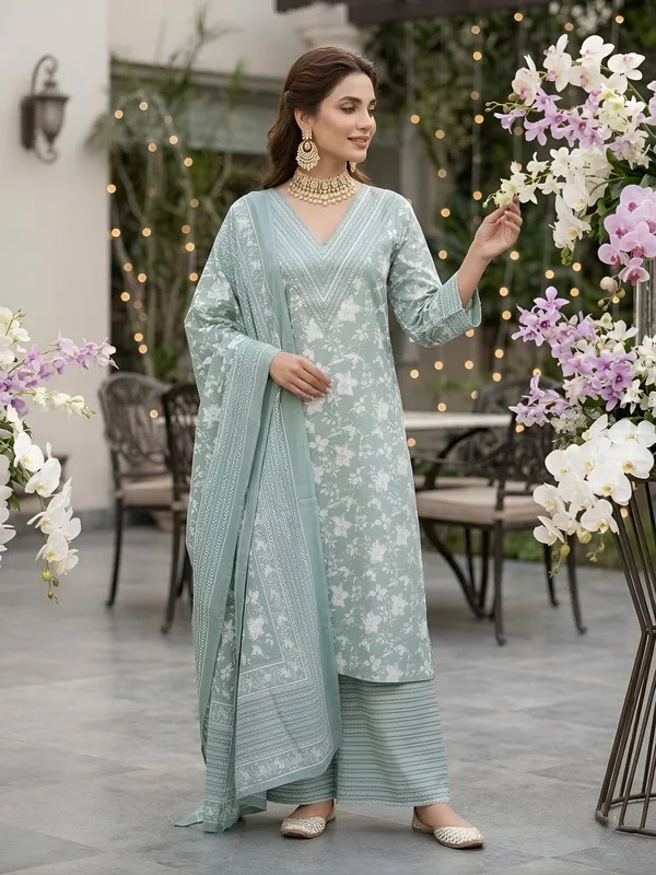 Sage_Green_Floral_Printed_Straight_Kurta_Set_For_Women
