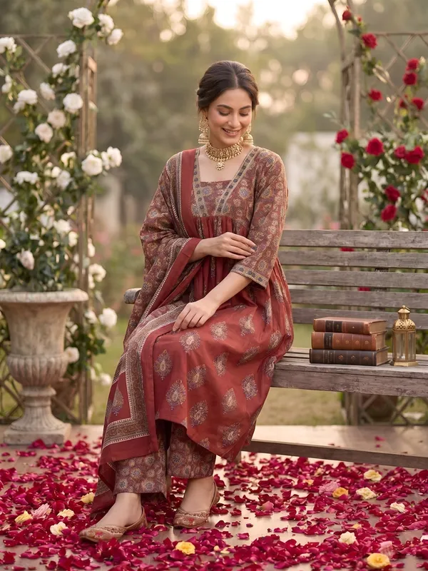 Maroon_Floral_Printed_A-Line_Kurta_Set_For_Women