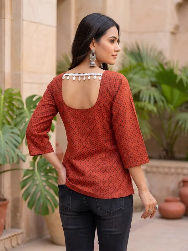 Red__Pure_Cotton_Printed_Tunic_For_Women