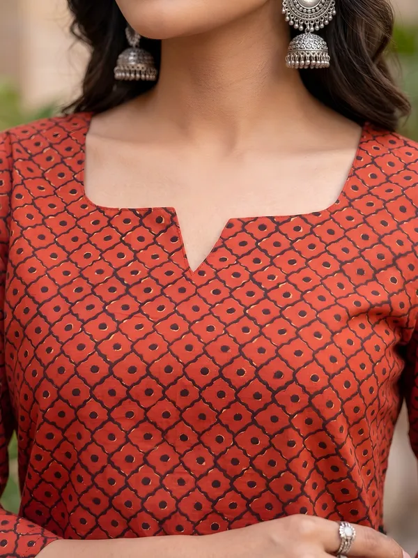 Red__Pure_Cotton_Printed_Tunic_For_Women