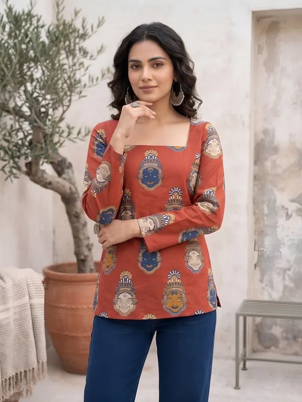 Maroon__Pure_Cotton_Printed_Tunic_For_Women