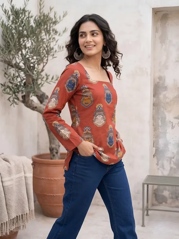 Maroon__Pure_Cotton_Printed_Tunic_For_Women