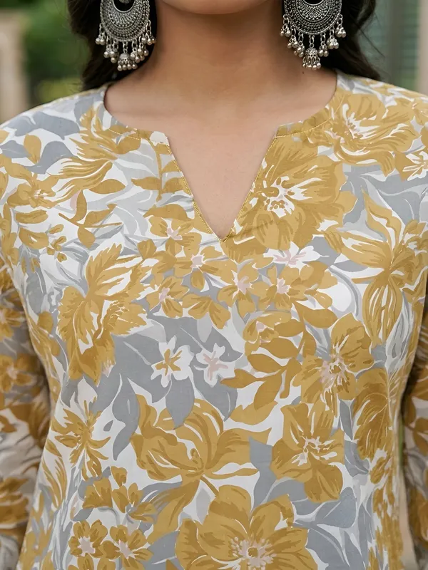Yellow__Pure_Cotton_Printed_Tunic_For_Women