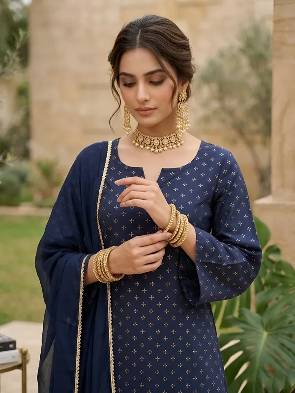 Blue_Floral_Printed_Straight_Kurta_Set_For_Women