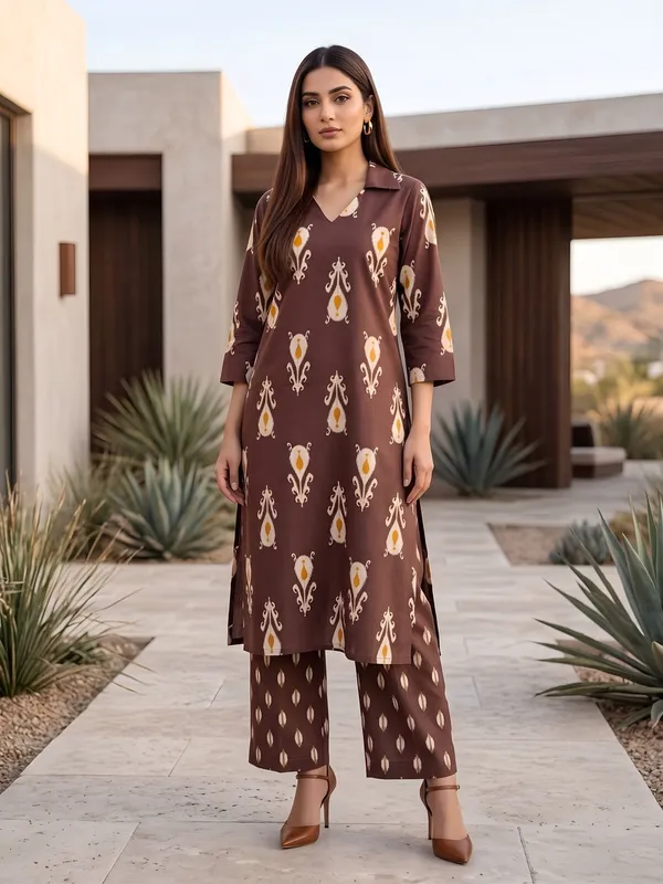 Brown_Printed_Co-ords_Set_for_Women