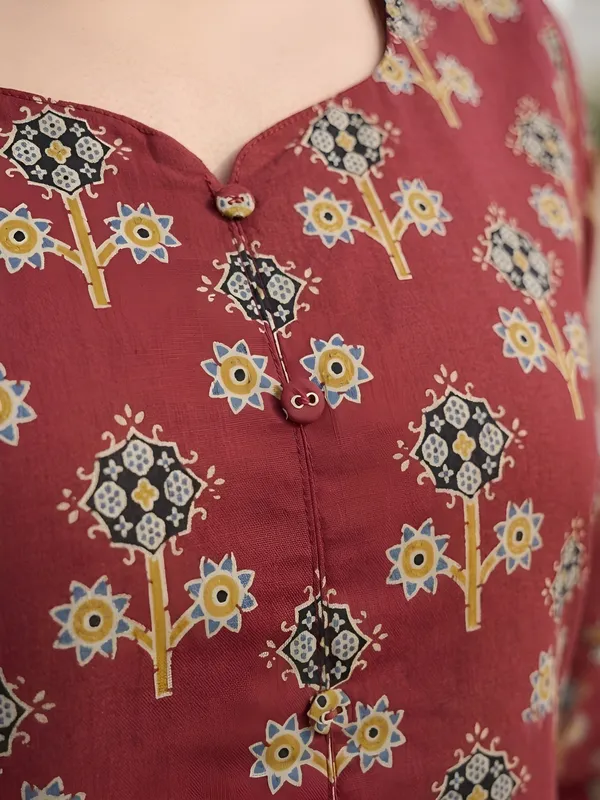 Maroon__Pure_Cotton_Printed_Tunic_For_Women