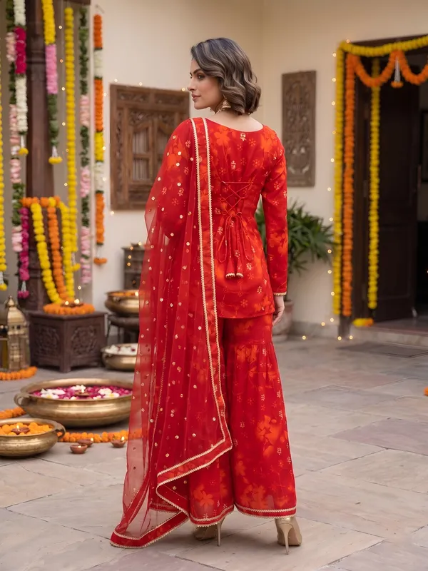 Red_Floral_Printed_Straight_Kurta_Set_For_Women