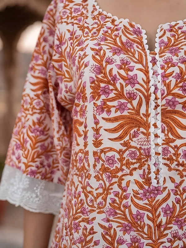 White_&_Peach_Printed_Straight_Co-ords_Set_for_Women