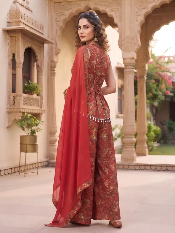 Red_Floral_Printed_Cotton_Kurta_Set