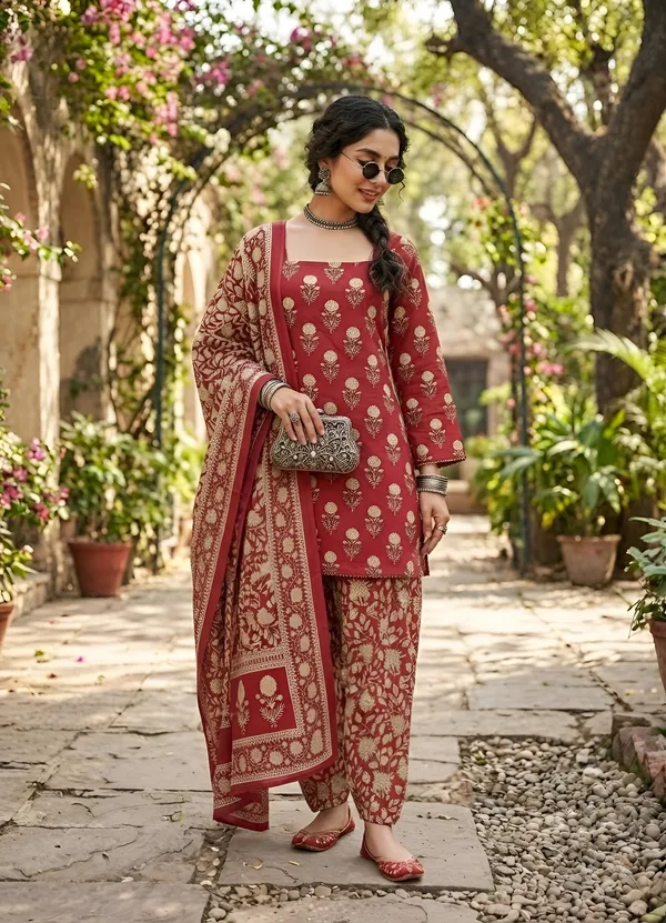 Pink_Floral_Printed_Cotton_Kurta_Set