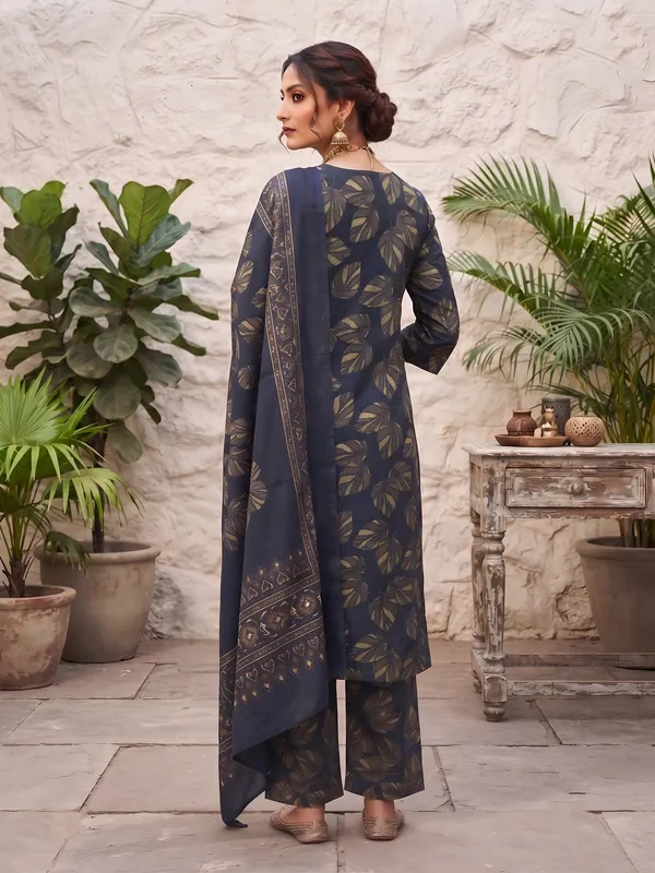 Blue_Floral_Printed_Cotton_Kurta_Set