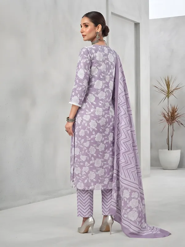 Lavender_Floral_Printed_Cotton_Kurta_Set