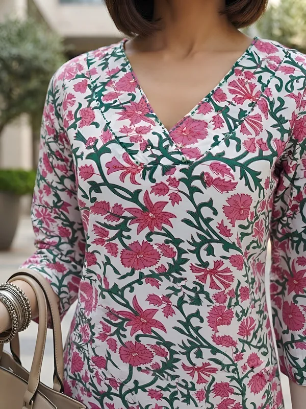 White_&_Pink_Printed_Straight_Co-Ords_Set_for_Women