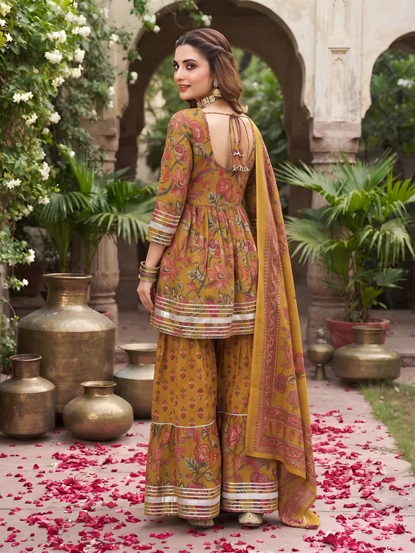Mustard_Floral_Printed_Cotton_Kurta_Set