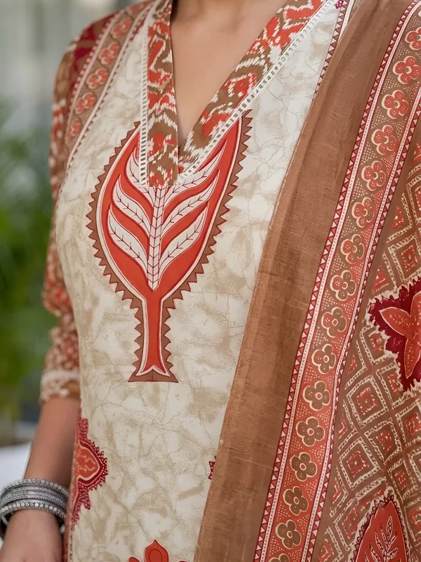 Rust_Floral_Printed_Cotton_Kurta_Set