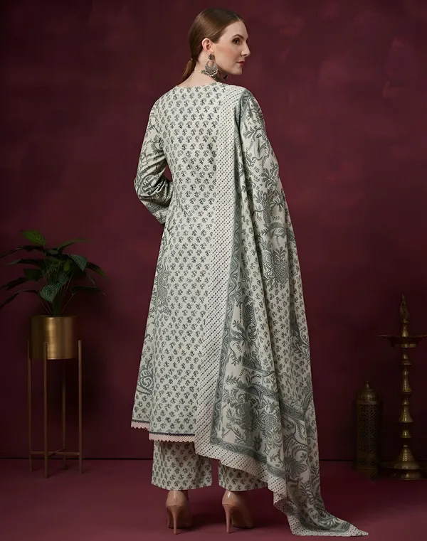 White_Floral_Printed_Cotton_Kurta_Set