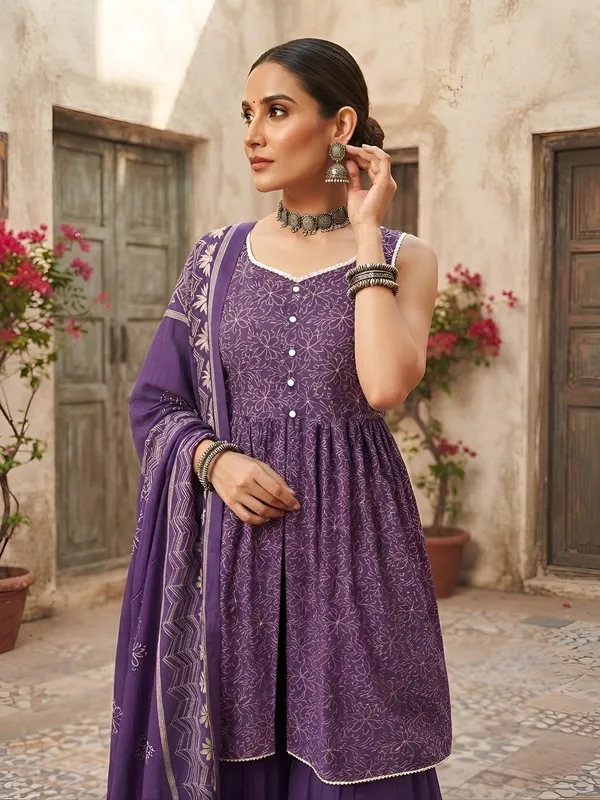 Purple_Floral_Printed_Cotton_Kurta_Set