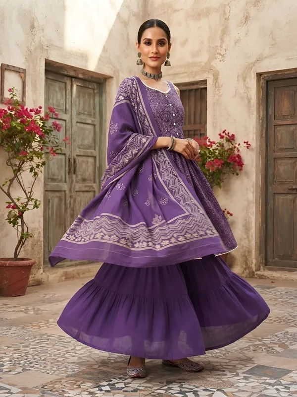 Purple_Floral_Printed_Cotton_Kurta_Set