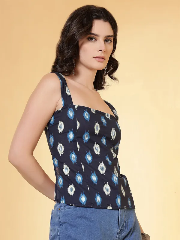 Blue_Pure_Cotton_Printed_Top_For_Women