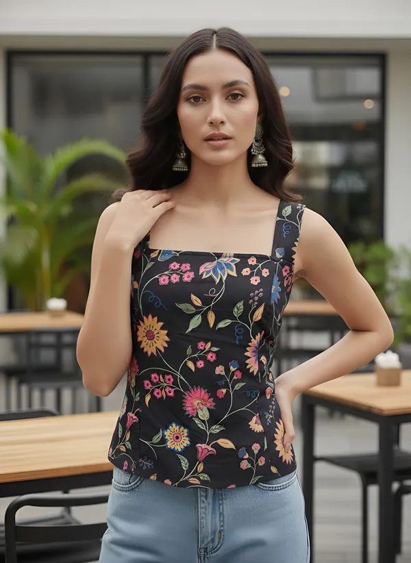 Black_Pure_Cotton_Printed_Top_For_Women
