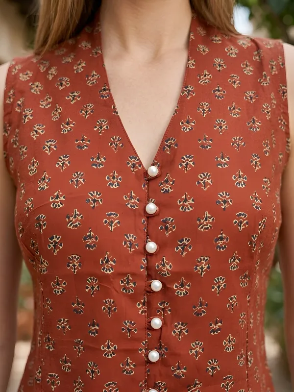 Orange_Pure_Cotton_Printed_Top_For_Women