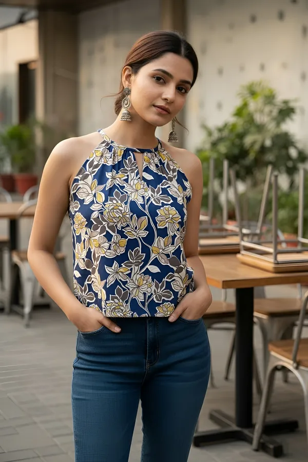 Blue_Pure_Cotton_Printed_Top_For_Women