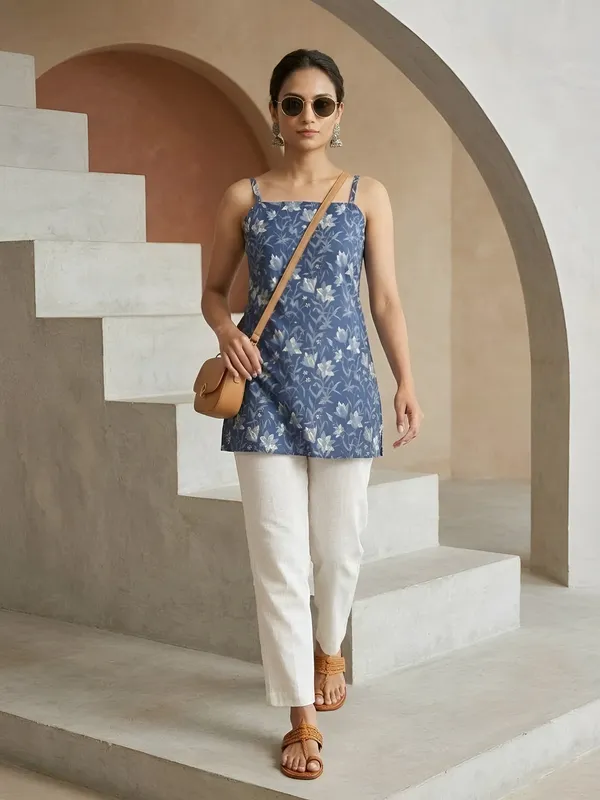 Blue__Pure_Cotton_Printed_Tunic_For_Women