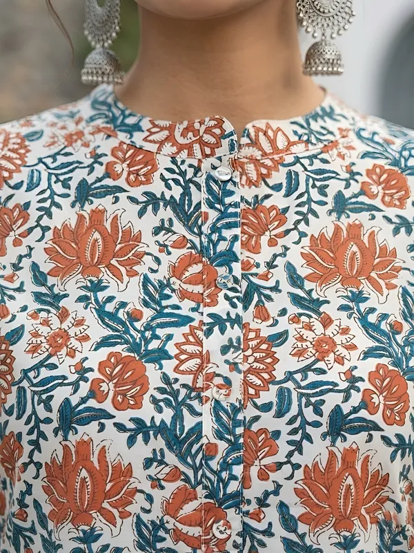 White__Pure_Cotton_Printed_Tunic_For_Women
