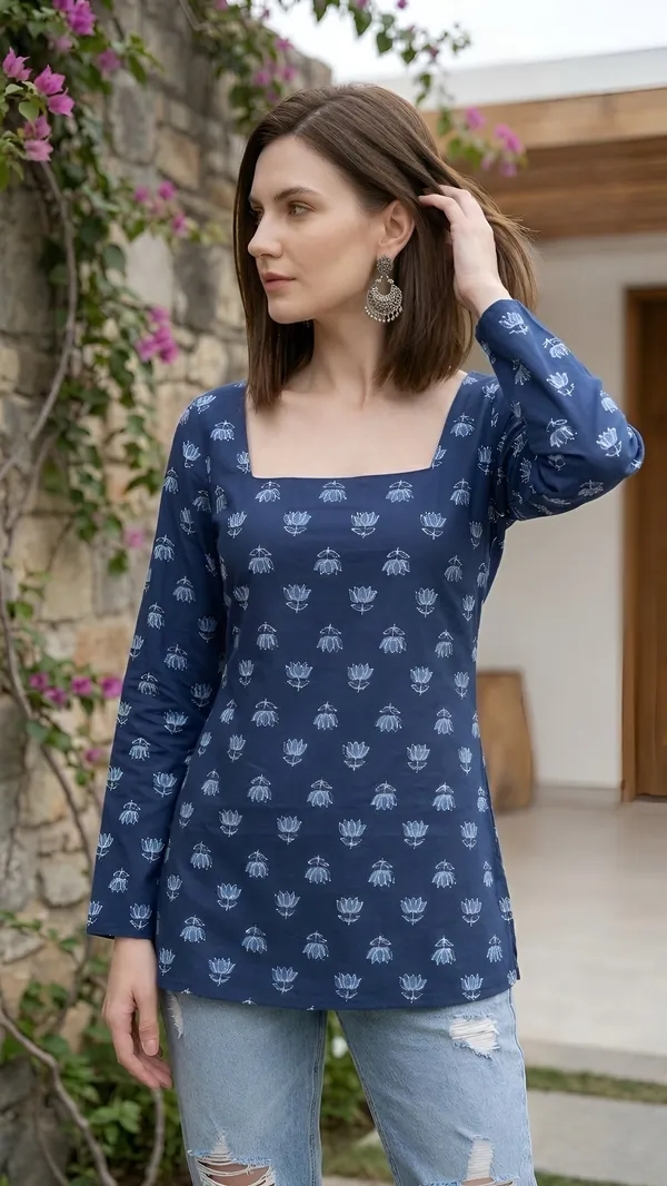 Blue__Pure_Cotton_Printed_Tunic_For_Women