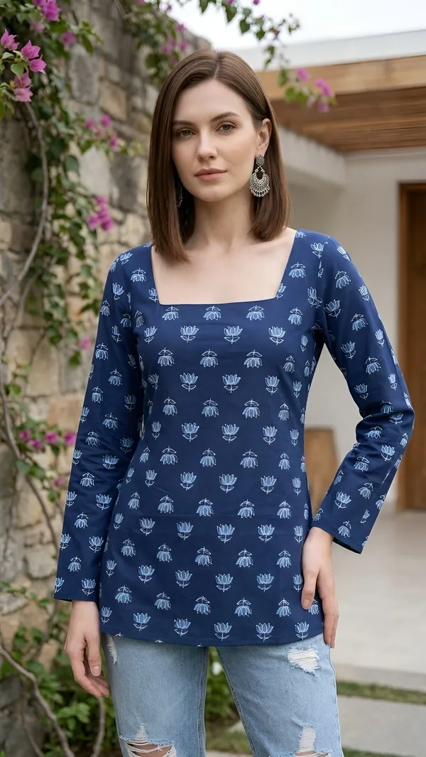 Blue__Pure_Cotton_Printed_Tunic_For_Women