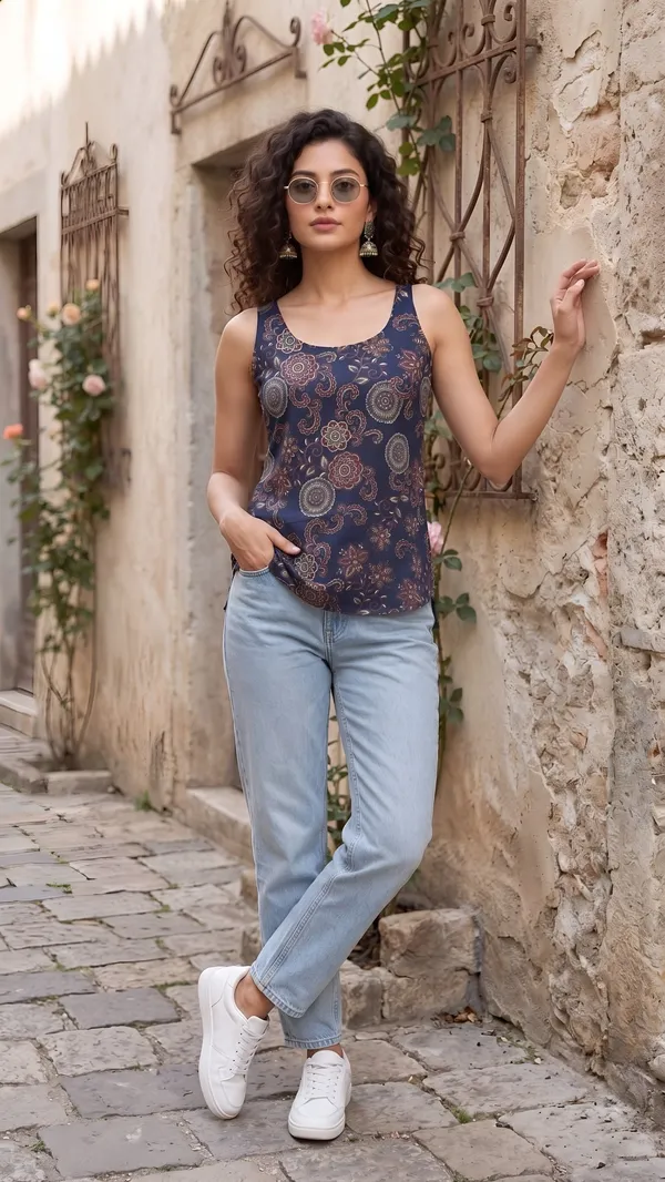 Blue_Pure_Cotton_Printed_Top_For_Women