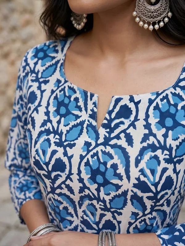 Blue__Pure_Cotton_Printed_Tunic_For_Women