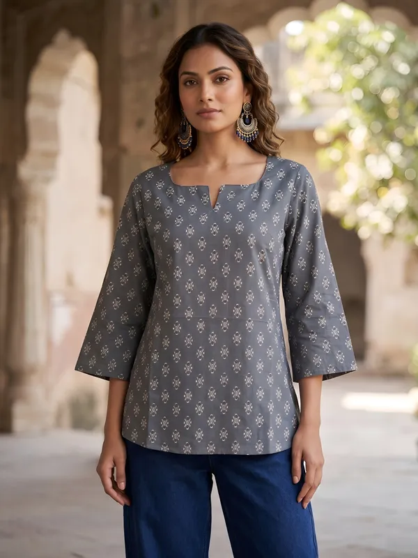 Grey__Pure_Cotton_Printed_Tunic_For_Women