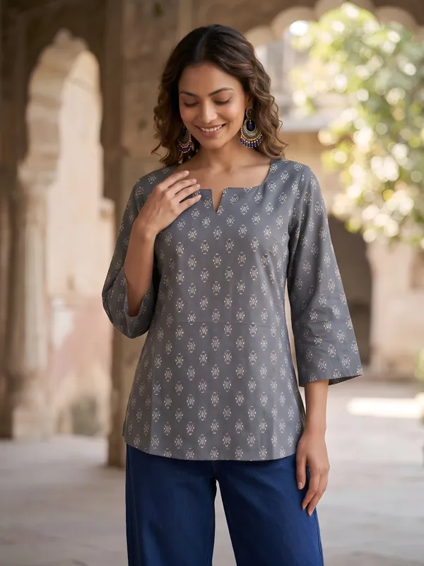 Grey__Pure_Cotton_Printed_Tunic_For_Women
