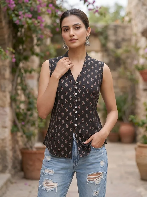 Black_Pure_Cotton_Printed_Top_For_Women
