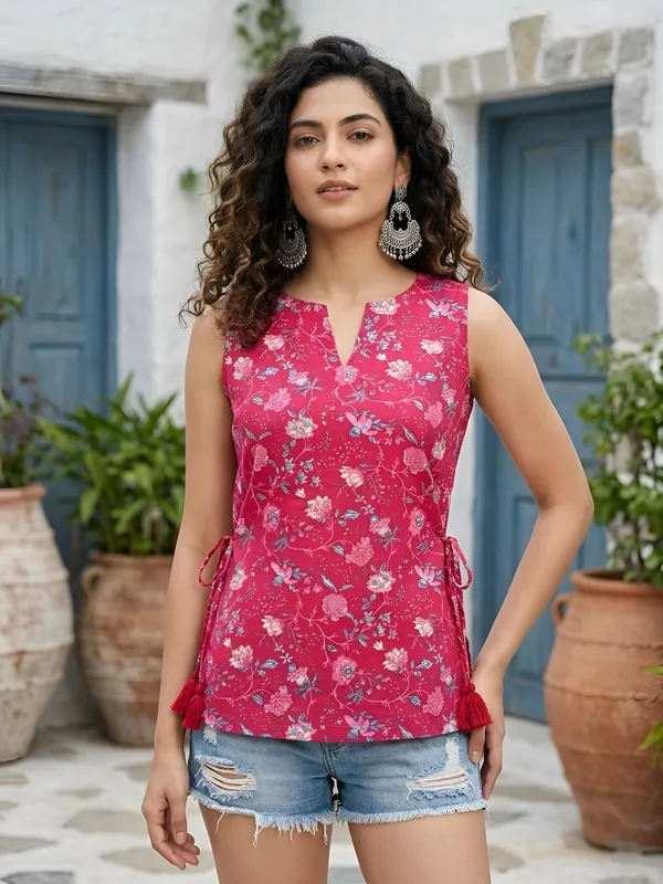 Pink_Pure_Cotton_Printed_Top_For_Women