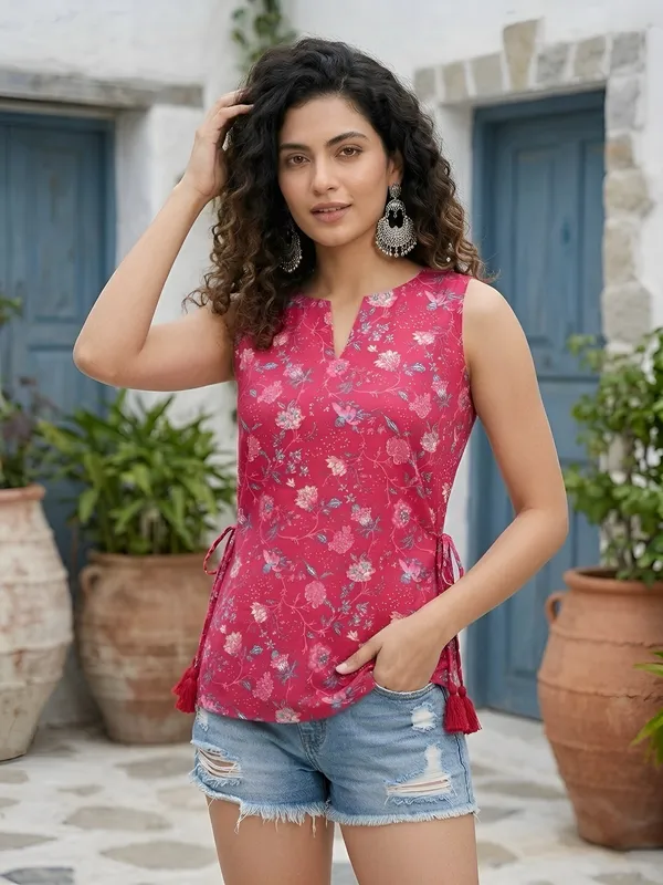 Pink_Pure_Cotton_Printed_Top_For_Women