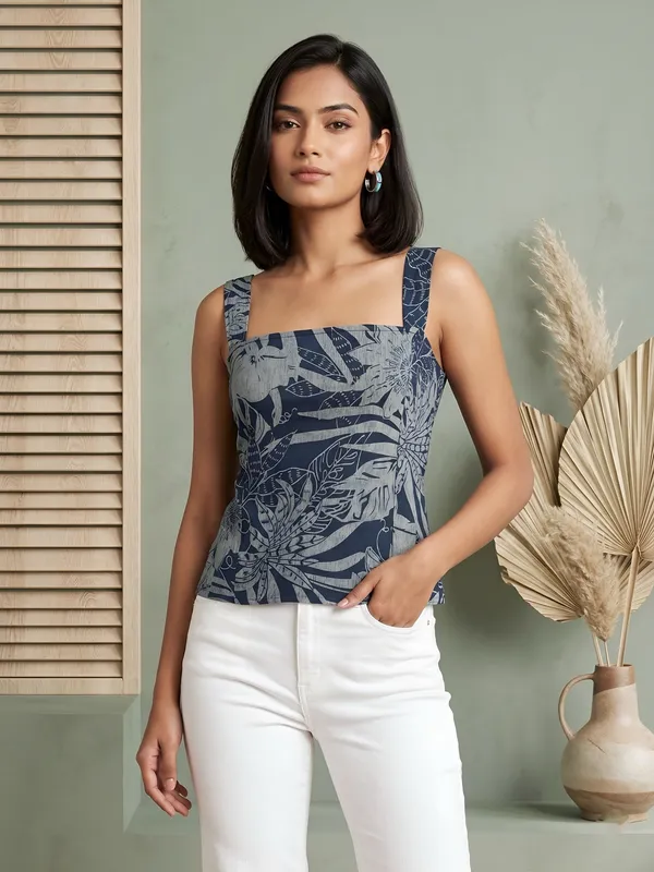 Blue_Pure_Cotton_Printed_Top_For_Women