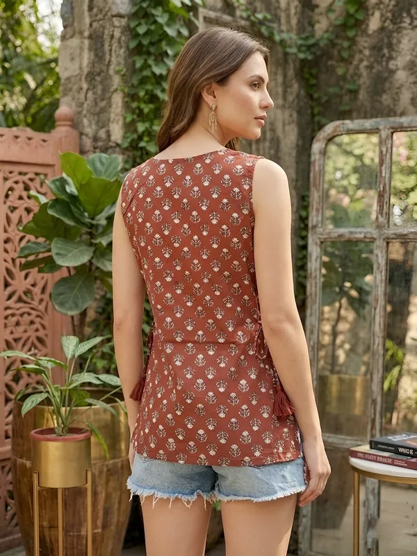 Maroon_Pure_Cotton_Printed_Top_For_Women