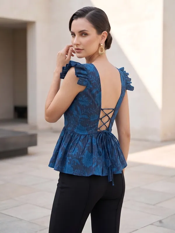 Blue_Pure_Cotton_Printed_Top_For_Women