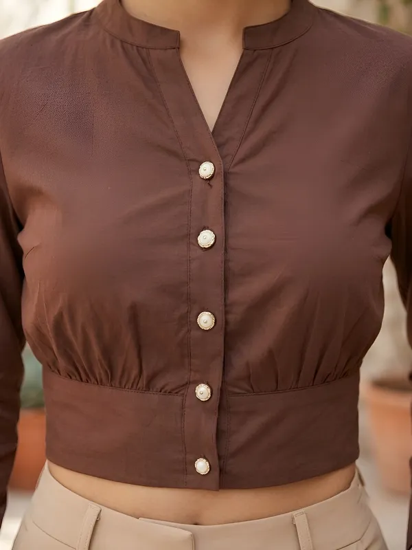 Brown_Pure_Cotton_Printed_Top_For_Women