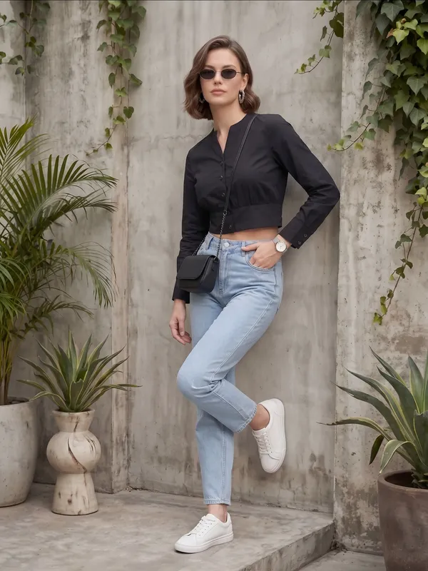 Black_Pure_Cotton_Printed_Top_For_Women
