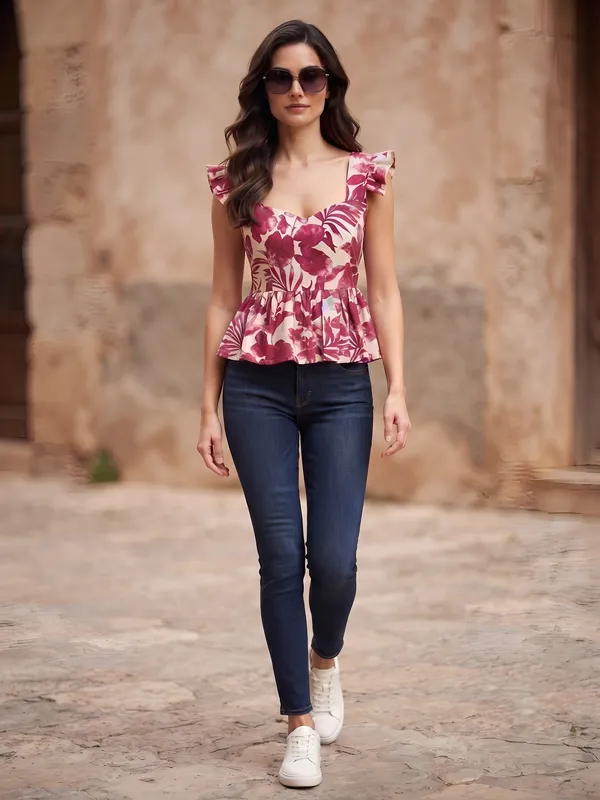 White_Pure_Cotton_Printed_Top_For_Women