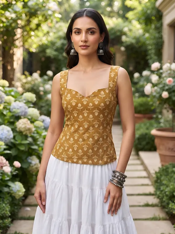 Mustard_Pure_Cotton_Printed_Top_For_Women