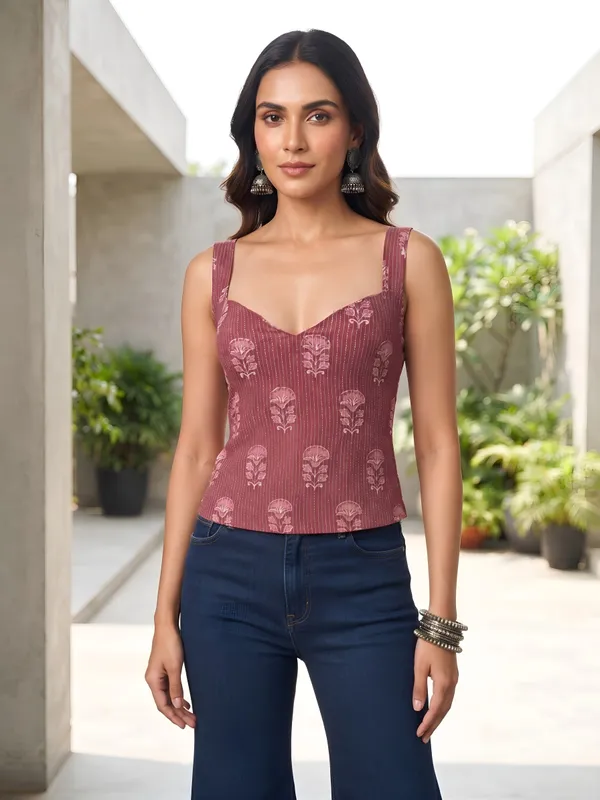 Mauve_Pure_Cotton_Printed_Top_For_Women