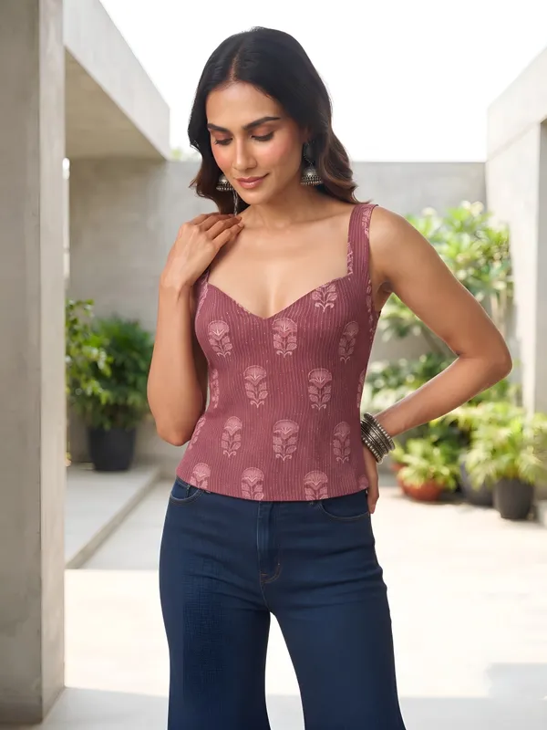Mauve_Pure_Cotton_Printed_Top_For_Women