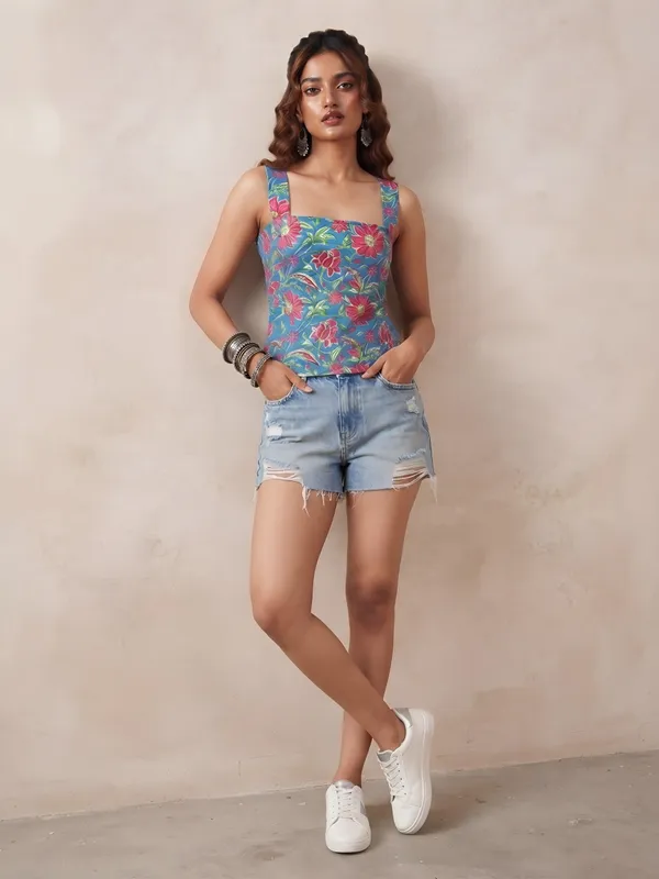 Blue_Pure_Cotton_Printed_Top_For_Women