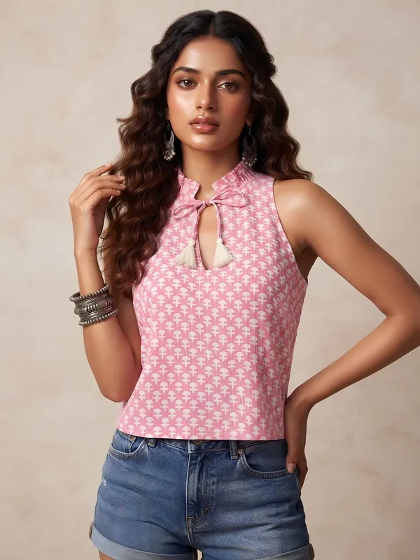 Pink_Pure_Cotton_Printed_Top_For_Women